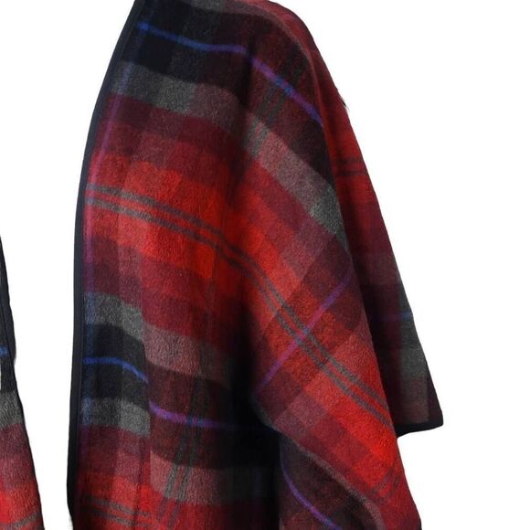 Old Navy PLAID oversized fleece PONCHO red black XS/S - Picture 7 of 7